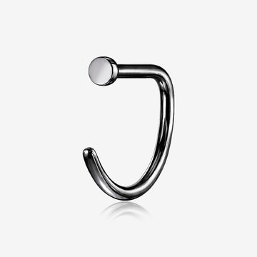 Implant Grade Titanium Blackline D-Shaped Flat Circle Top Nose Hoop
